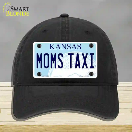 Moms Taxi Kansas Novelty License Plate Hat Unconstructed Cotton / Black