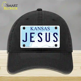 Jesus Kansas Novelty License Plate Hat Unconstructed Cotton / Black