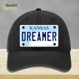 Dreamer Kansas Novelty License Plate Hat Unconstructed Cotton / Black