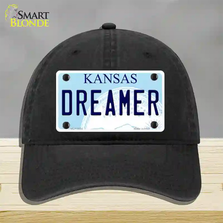 Dreamer Kansas Novelty License Plate Hat Unconstructed Cotton / Black