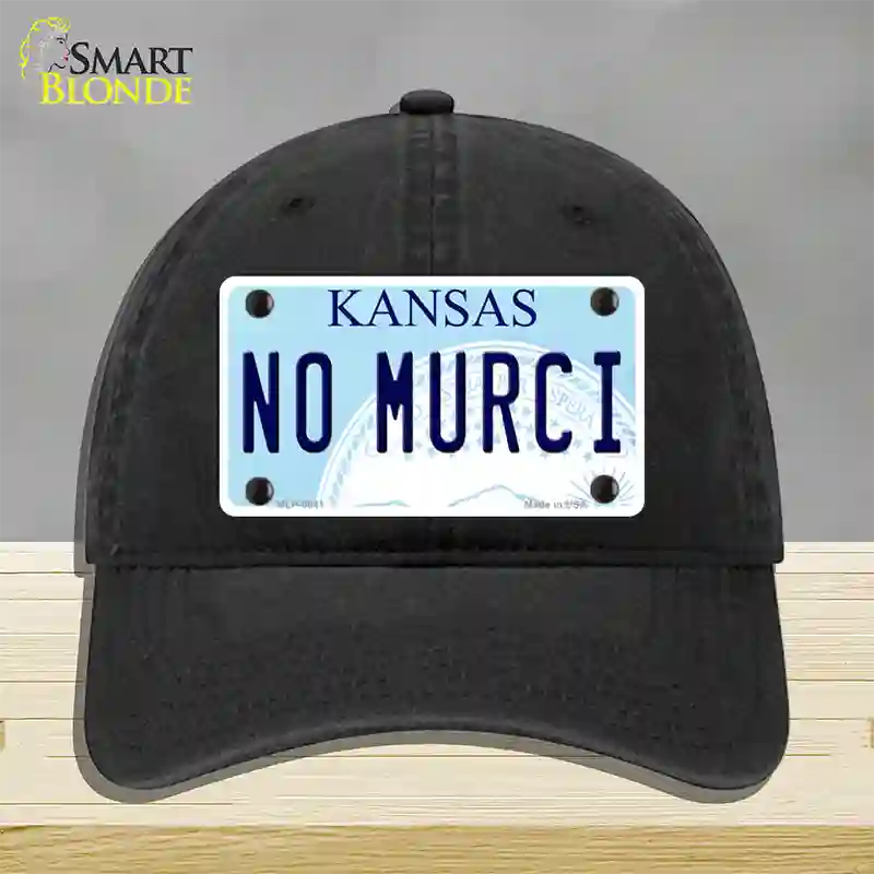 No Murci Kansas Novelty License Plate Hat Unconstructed Cotton / Black