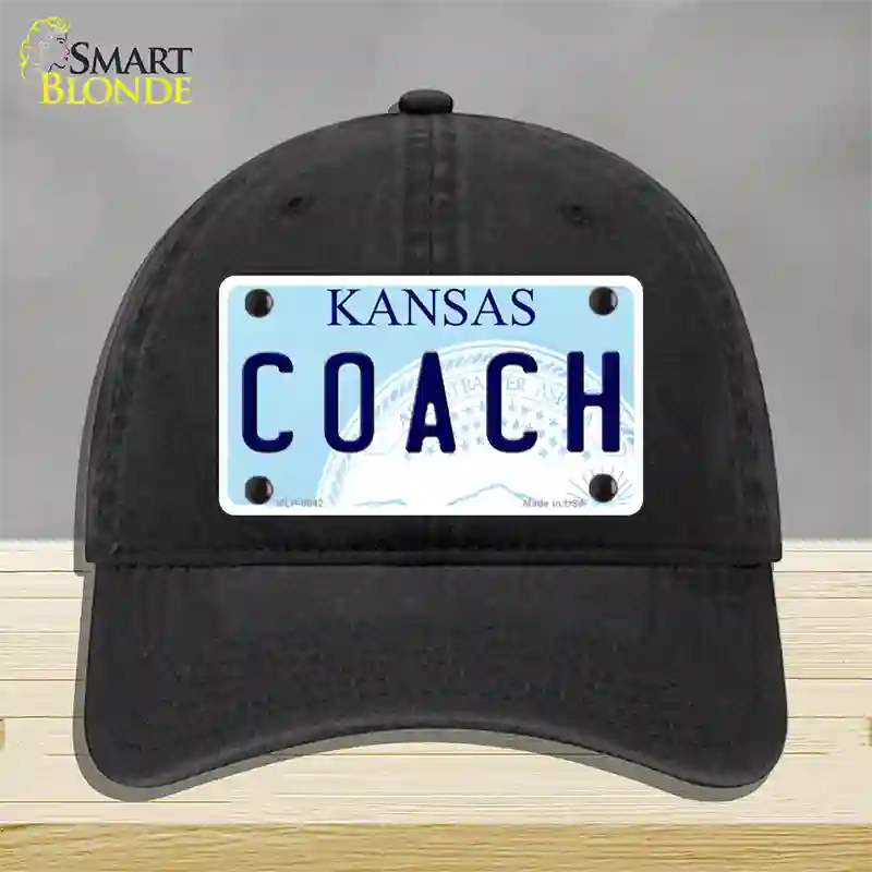 Coach Kansas Novelty License Plate Hat Unconstructed Cotton / Black