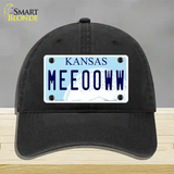 Meeooww Kansas Novelty License Plate Hat Unconstructed Cotton / Black