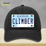 Climber Kansas Novelty License Plate Hat Unconstructed Cotton / Black