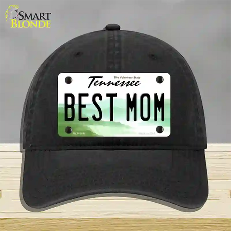 Best Mom Tennessee Novelty License Plate Hat Unconstructed Cotton / Black