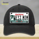 Best Mom Louisiana Novelty License Plate Hat Unconstructed Cotton / Black