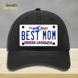 Best Mom North Carolina Novelty License Plate Hat Unconstructed Cotton / Black