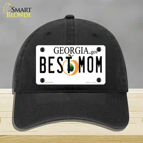 Best Mom Georgia Novelty License Plate Hat Unconstructed Cotton / Black