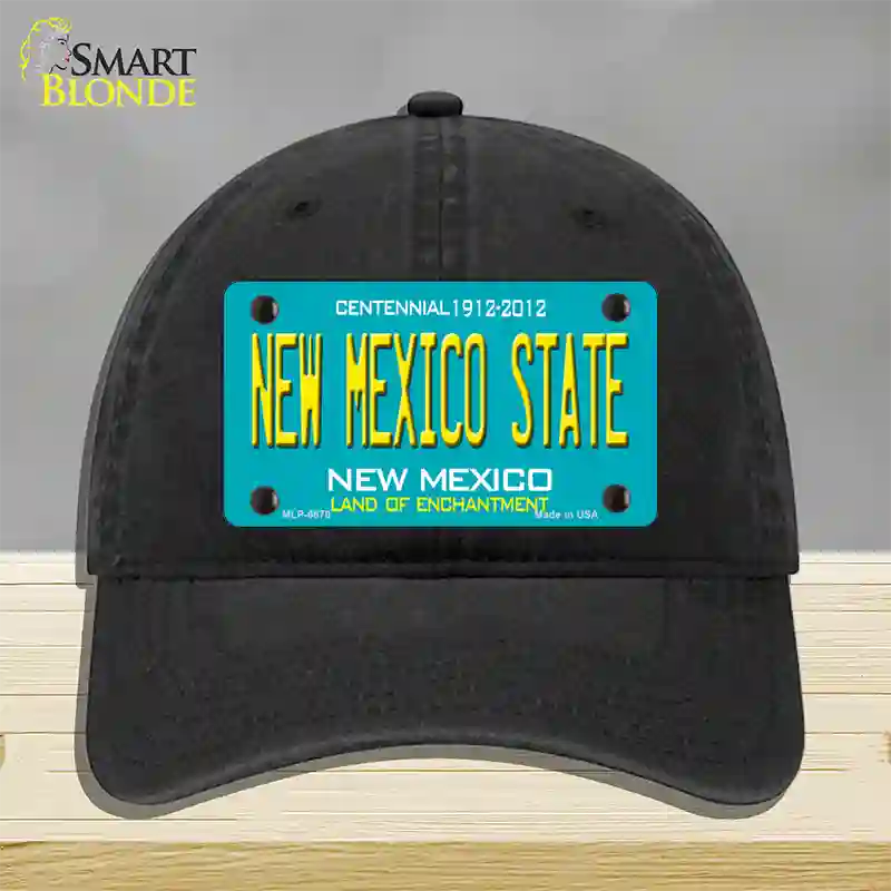 New Mexico State Teal Novelty License Plate Hat Unconstructed Cotton / Black