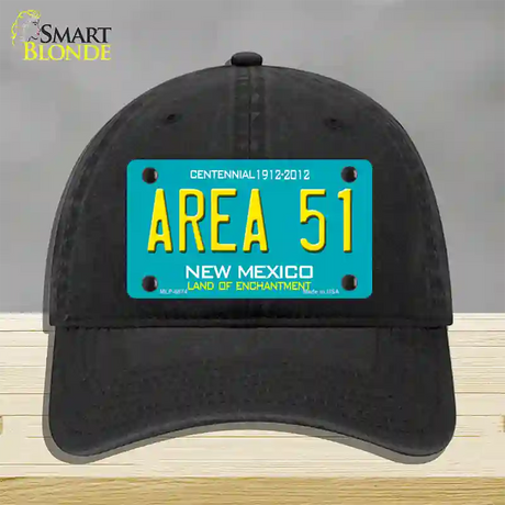 Area 51 New Mexico Novelty License Plate Hat Unconstructed Cotton / Black