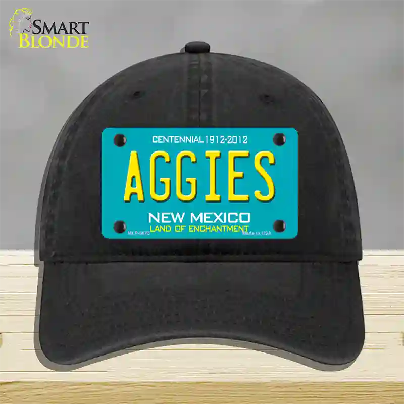 Aggies New Mexico Novelty License Plate Hat Unconstructed Cotton / Black