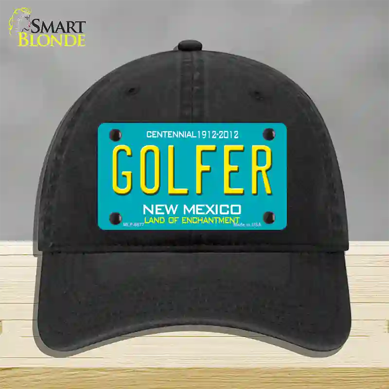 Golfer New Mexico Novelty License Plate Hat Unconstructed Cotton / Black