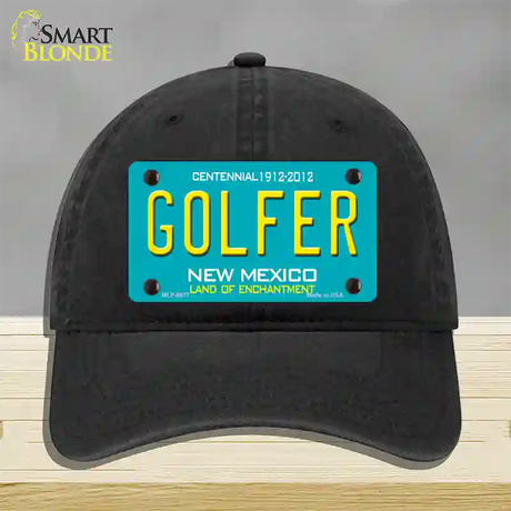 Golfer New Mexico Novelty License Plate Hat Unconstructed Cotton / Black