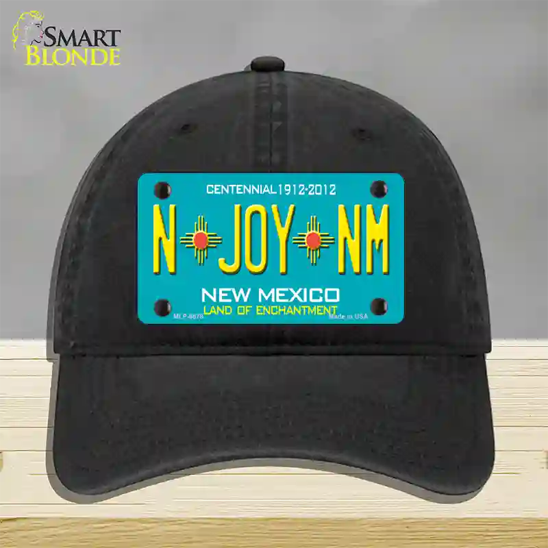 N Joy NM New Mexico Novelty License Plate Hat Unconstructed Cotton / Black