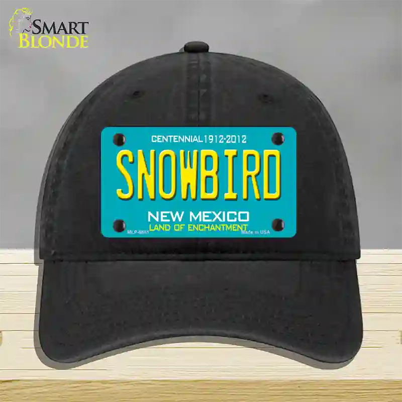 Snowbird New Mexico Novelty License Plate Hat Unconstructed Cotton / Black