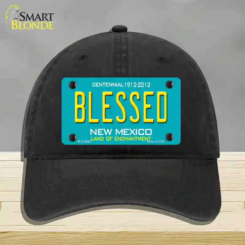 Blessed New Mexico Novelty License Plate Hat Unconstructed Cotton / Black