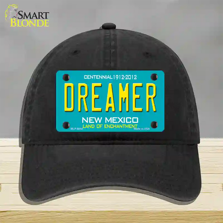 Dreamer New Mexico Novelty License Plate Hat Unconstructed Cotton / Black