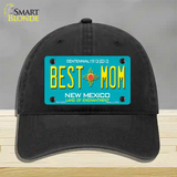 Best Mom Teal New Mexico Novelty License Plate Hat Unconstructed Cotton / Black