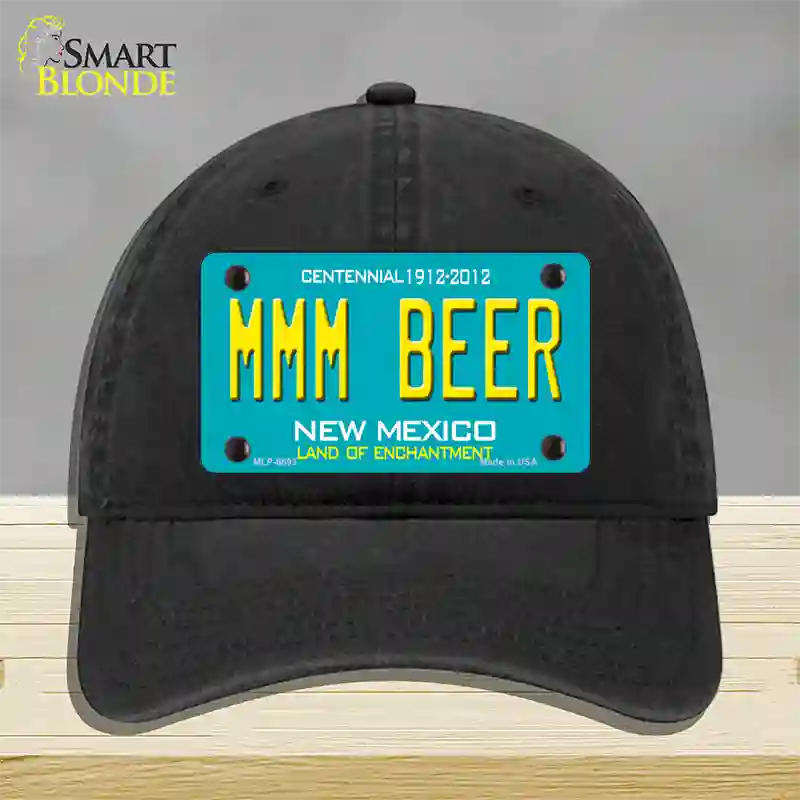 MMM Beer New Mexico Novelty License Plate Hat Unconstructed Cotton / Black