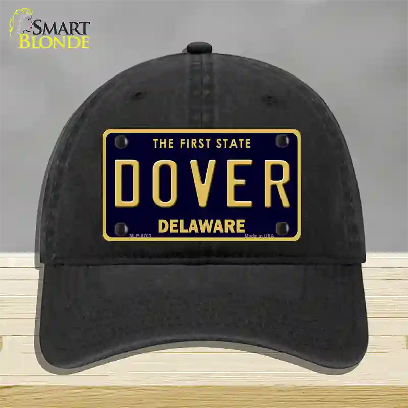 Dover Delaware Novelty License Plate Hat Unconstructed Cotton / Black