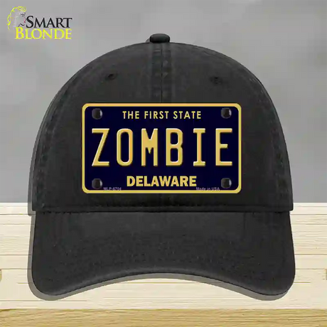 Zombie Delaware Novelty License Plate Hat Unconstructed Cotton / Black