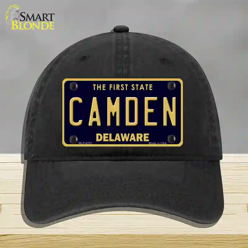 Camden Delaware Novelty License Plate Hat Unconstructed Cotton / Black