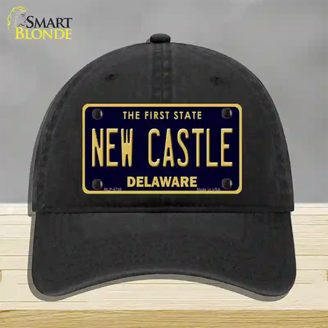 New Castle Delaware Novelty License Plate Hat Unconstructed Cotton / Black