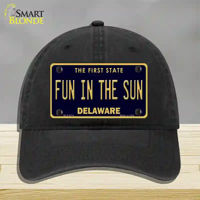 Fun In The Sun Delaware Novelty License Plate Hat Unconstructed Cotton / Black