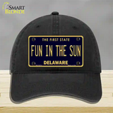 Fun In The Sun Delaware Novelty License Plate Hat Unconstructed Cotton / Black