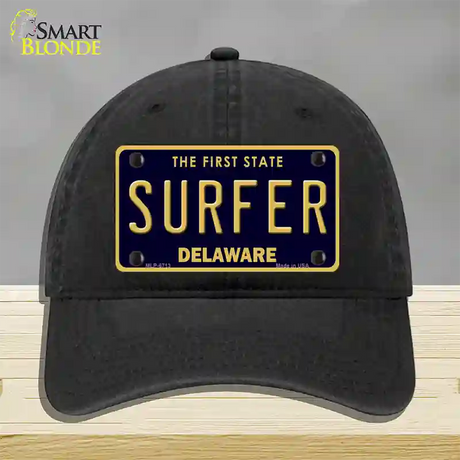 Surfer Delaware Novelty License Plate Hat Unconstructed Cotton / Black