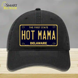 Hot Mama Delaware Novelty License Plate Hat Unconstructed Cotton / Black