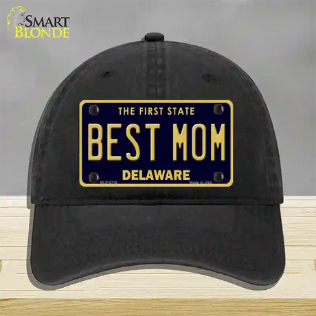 Best Mom Delaware Novelty License Plate Hat Unconstructed Cotton / Black