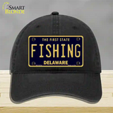 Fishing Delaware Novelty License Plate Hat Unconstructed Cotton / Black