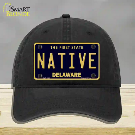 Native Delaware Novelty License Plate Hat Unconstructed Cotton / Black