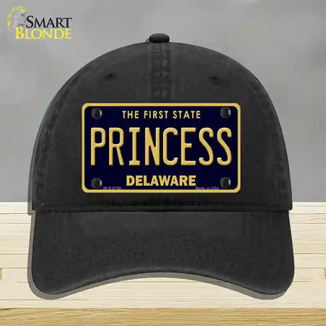 Princess Delaware Novelty License Plate Hat Unconstructed Cotton / Black