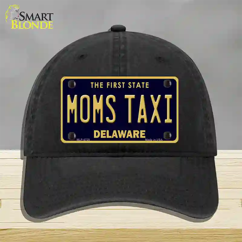 Moms Taxi Delaware Novelty License Plate Hat Unconstructed Cotton / Black