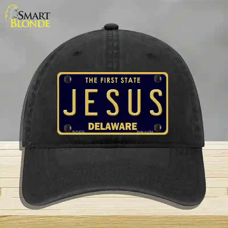 Jesus Delaware Novelty License Plate Hat Unconstructed Cotton / Black