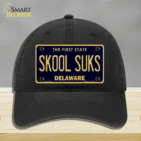 Skool Suks Delaware Novelty License Plate Hat Unconstructed Cotton / Black