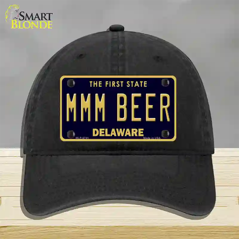 MMM Beer Delaware Novelty License Plate Hat Unconstructed Cotton / Black