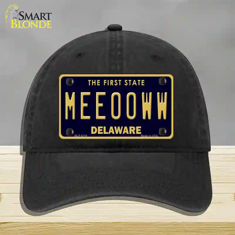 Meeooww Delaware Novelty License Plate Hat Unconstructed Cotton / Black