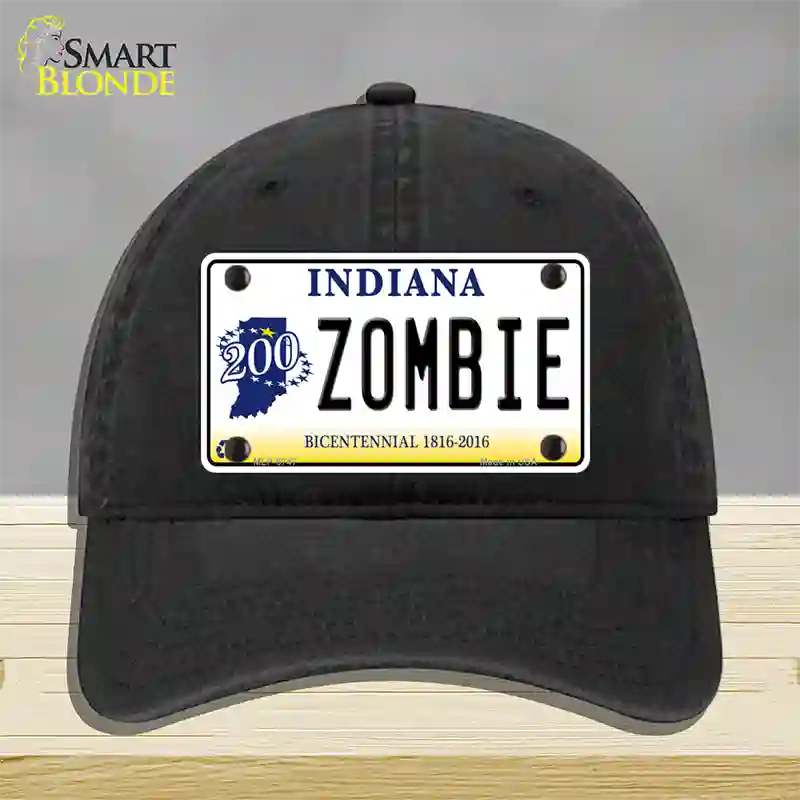 Zombie Indiana Novelty License Plate Hat Unconstructed Cotton / Black