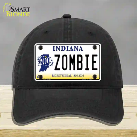 Zombie Indiana Novelty License Plate Hat Unconstructed Cotton / Black