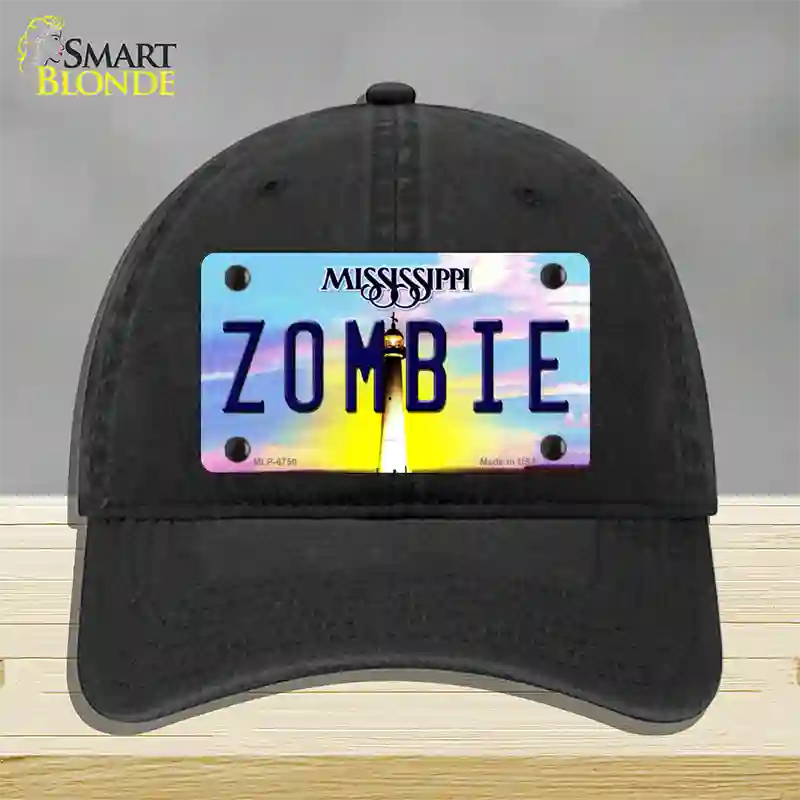 Zombie Mississippi Novelty License Plate Hat Unconstructed Cotton / Black