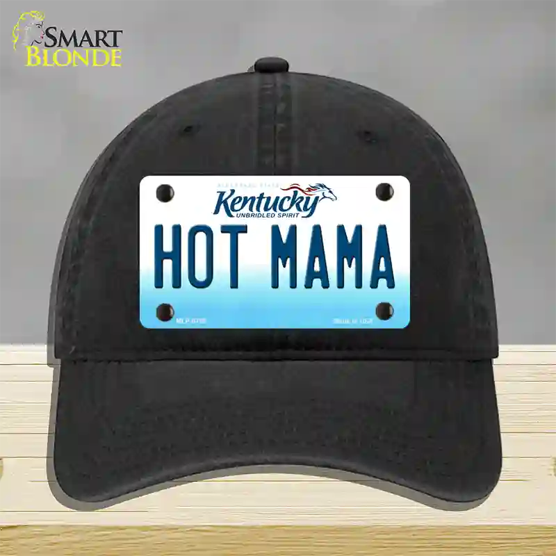 Hot Mama Kentucky Novelty License Plate Hat Unconstructed Cotton / Black