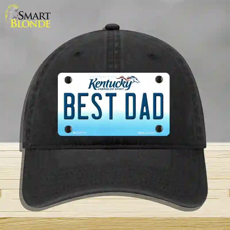 Best Dad Kentucky Novelty License Plate Hat Unconstructed Cotton / Black