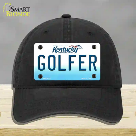 Golfer Kentucky Novelty License Plate Hat Unconstructed Cotton / Black