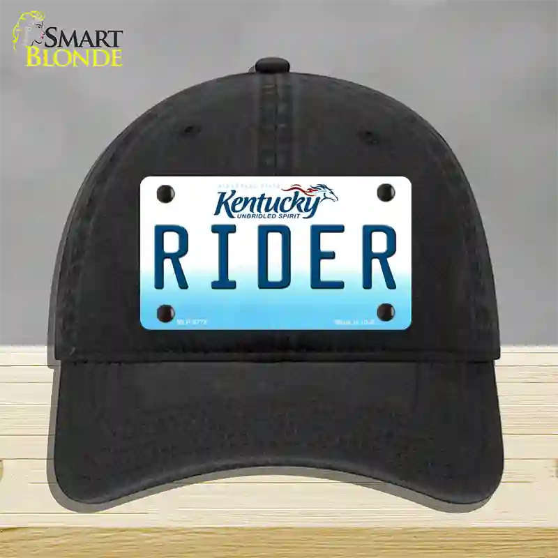 Rider Kentucky Novelty License Plate Hat Unconstructed Cotton / Black