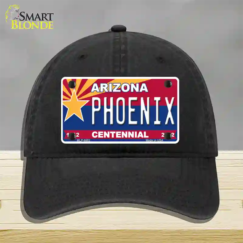 Arizona Centennial Phoenix Novelty License Plate Hat Unconstructed Cotton / Black