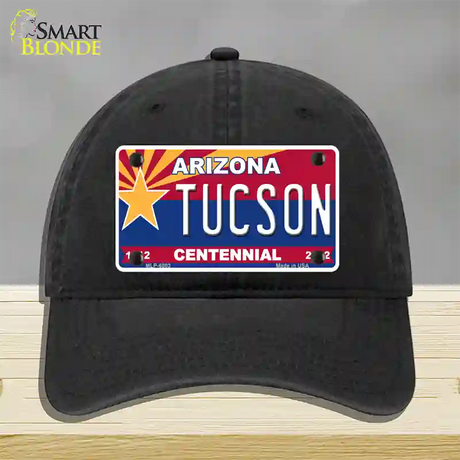 Arizona Centennial Tucson Novelty License Plate Hat Unconstructed Cotton / Black