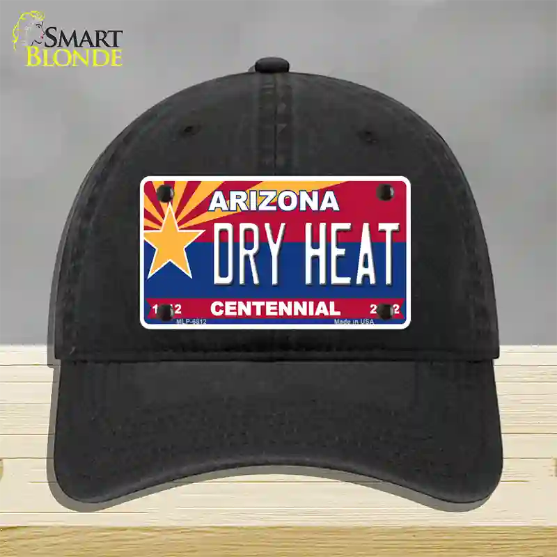 Arizona Centennial Dry Heat Novelty License Plate Hat Unconstructed Cotton / Black